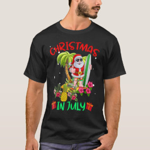 Camiseta Navidades En Julio Verano Santa Surfing Beach Vaca