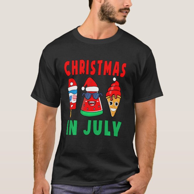 Camiseta Navidades En Julio Watermelon Ice Pops Xmas Santa  (Anverso)