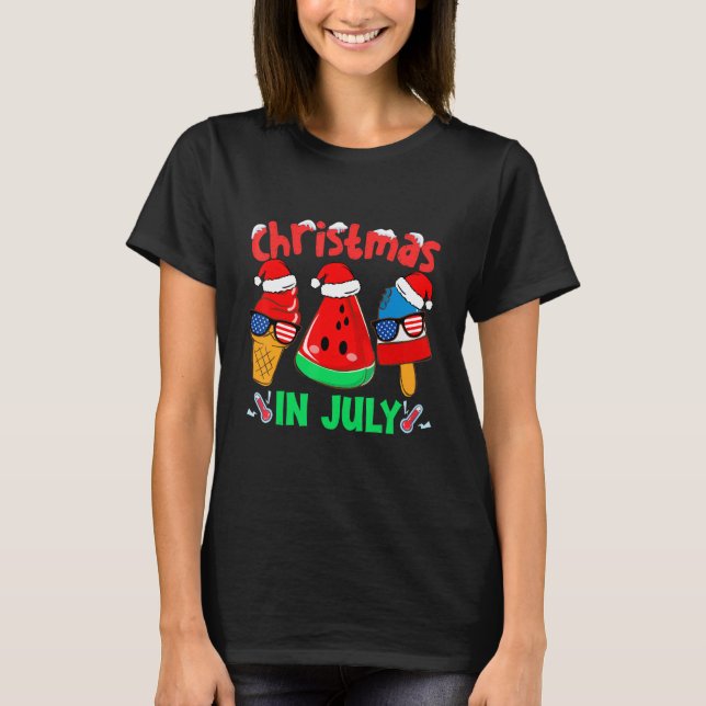Camiseta Navidades En Julio Watermelon Ice Pops Xmas Santa  (Anverso)