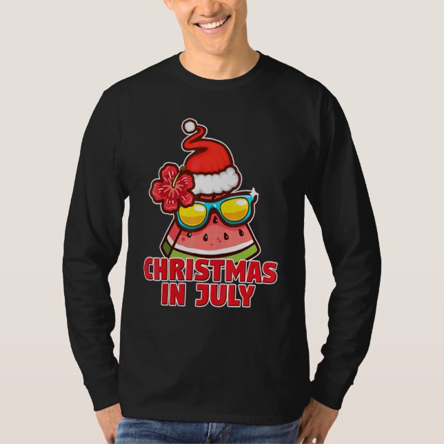 Camiseta Navidades En Julio Watermelon Summer Beach Santa S (Anverso)