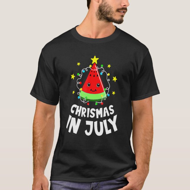 Camiseta Navidades En Julio Watermelon Xmas Árbol Light Sum (Anverso)