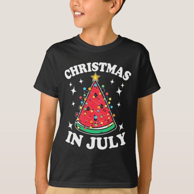 Camiseta Navidades En Julio Watermelon Xmas Árboles Hombres (Anverso)