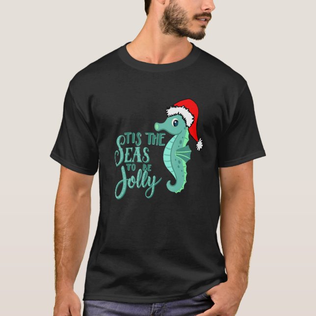 Camiseta Navidades En La Playa Flamingo Santa Seahorse Elv (Anverso)