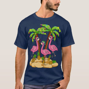 Camiseta Navidades en la playa Pink Flamingo Summer Christ