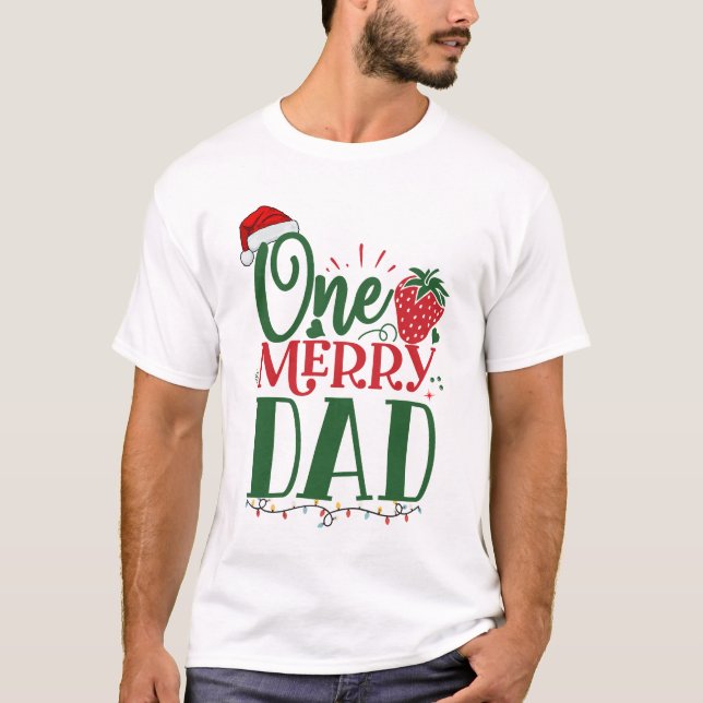 Camiseta Navidades en pareja de una familia de papá (Anverso)