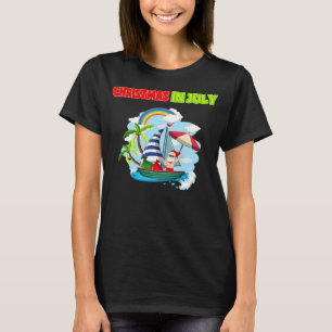 Camiseta Navidades En Verano Del Barco De Playa De Julio Y 