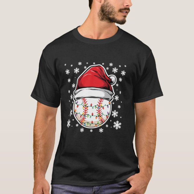 Camiseta Navidades Encenden Béisbol Con Copos De Nieve Usan (Anverso)
