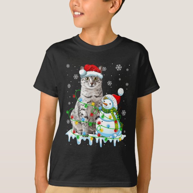 Camiseta Navidades encienden a Snowman egipcio Mau Cat Pet  (Anverso)