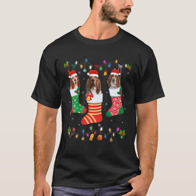 Camiseta Navidades Encienden A Tres Perros De La Cuerda De  (Anverso)
