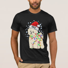 Camiseta Navidades encienden Bichon Frisé Perro Cachorro