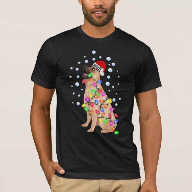Camiseta Navidades encienden cachorro de pastor alemán (Anverso)
