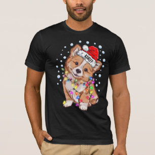 Camiseta Navidades encienden cachorro de perro de Corgi