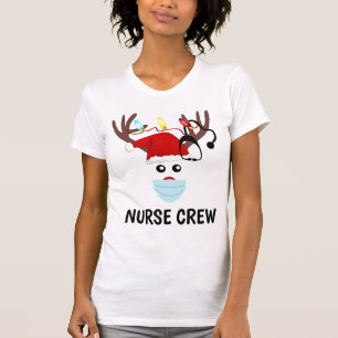 Camiseta Navidades Enfermera a reno con máscara facial