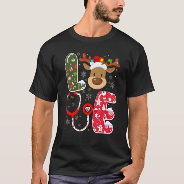 Camiseta Navidades Enfermera Amor NICU RN ER Santa Recta Nu (Anverso)