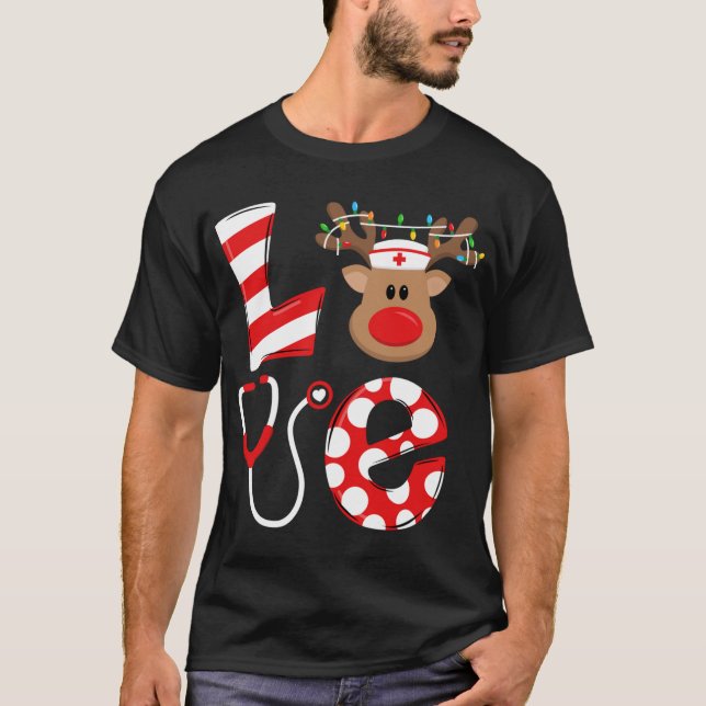 Camiseta Navidades Enfermera Amor NICU RN ER Santa Recta Nu (Anverso)