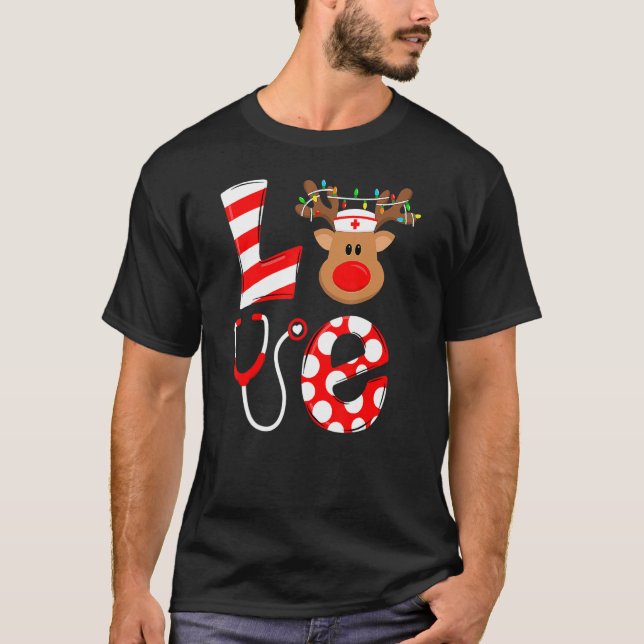 Camiseta Navidades Enfermera Amor NICU RN ER Santa Recta Nu (Anverso)