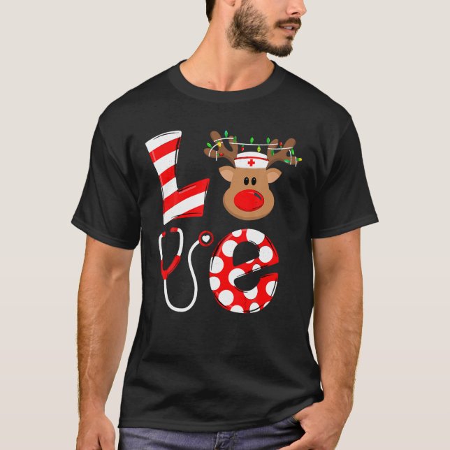 Camiseta Navidades Enfermera Amor NICU RN ER Santa Recta Nu (Anverso)