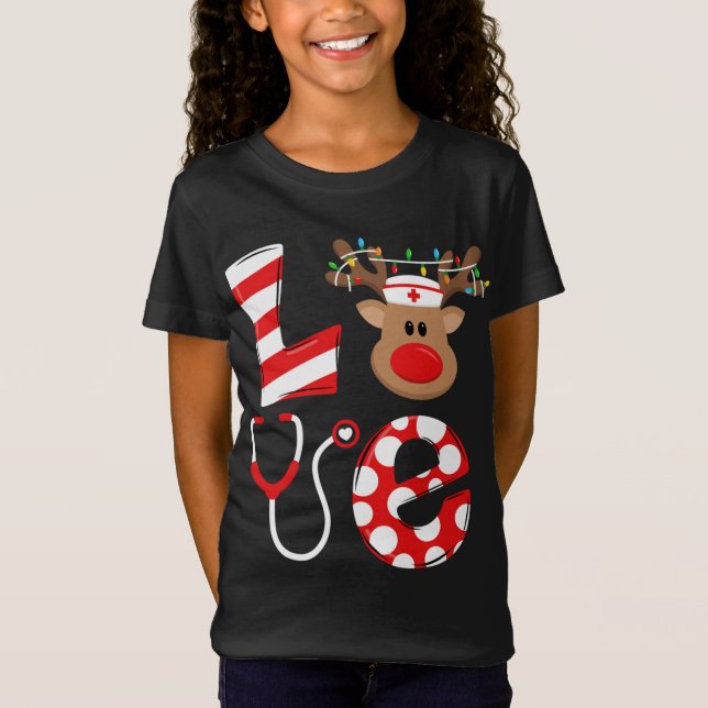Camiseta Navidades Enfermera Amor NICU RN ER Santa Recta Nu (Anverso)