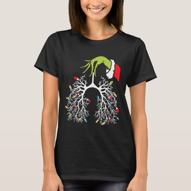 Camiseta Navidades Enfermera Lung Xmas Luces Divertidas Pul (Anverso)