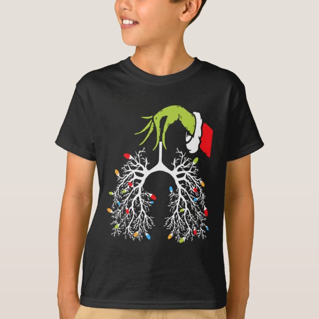 Camiseta Navidades Enfermera Lung Xmas Luces Divertidas Pul (Anverso)