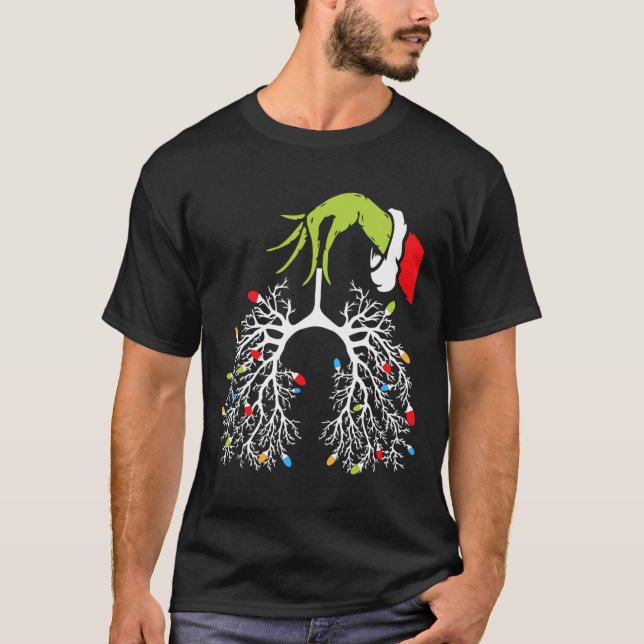 Camiseta Navidades Enfermera Lung Xmas Luces Divertidas Pul (Anverso)