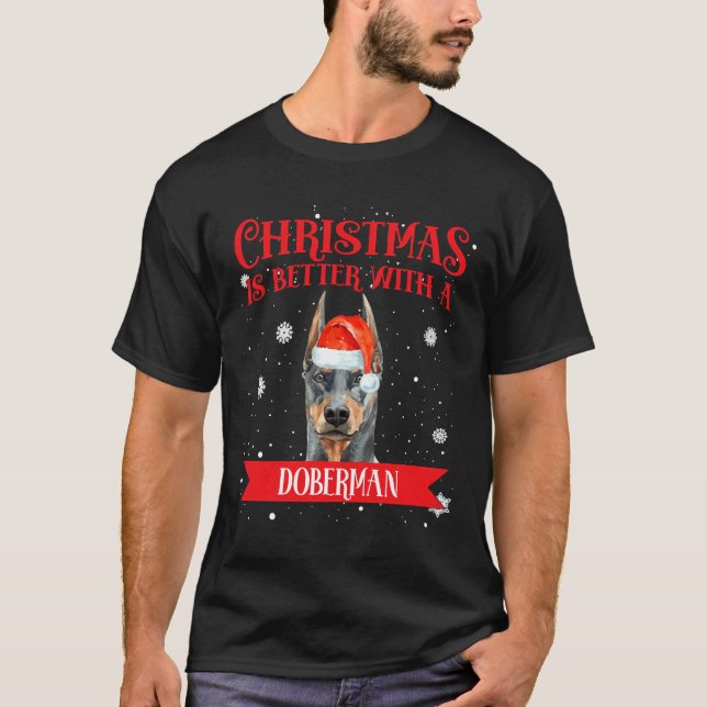 Camiseta Navidades Es Mejor Con Doberman 265 (Anverso)