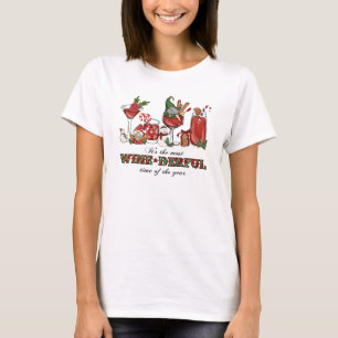 Camiseta Navidades escandinavos íntimos con vidrio de vino