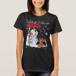 Camiseta Navidades escoceses de Santa Dog y Snowman Xmas