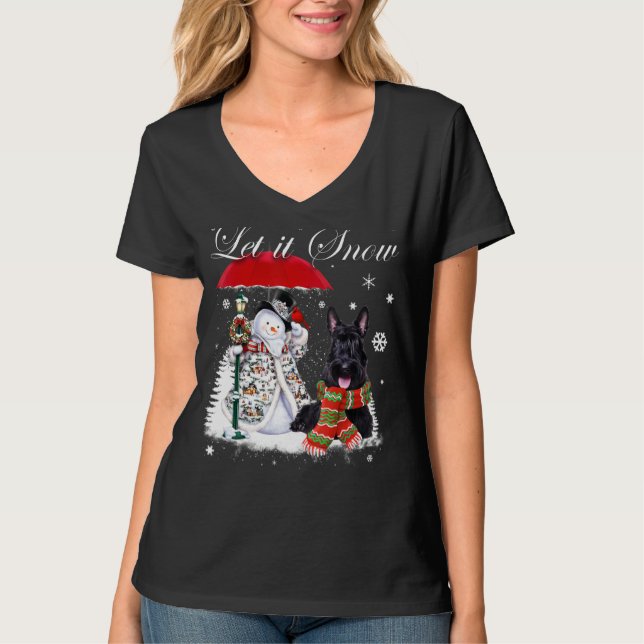 Camiseta Navidades escoceses de Santa Dog y Snowman Xmas (Anverso)