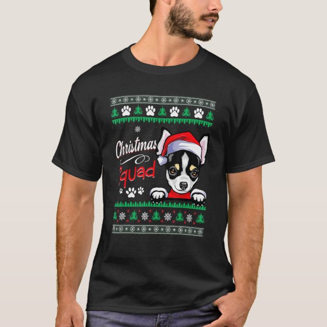 Camiseta Navidades escuadrón de Navidades feos de Santa Dog (Anverso)