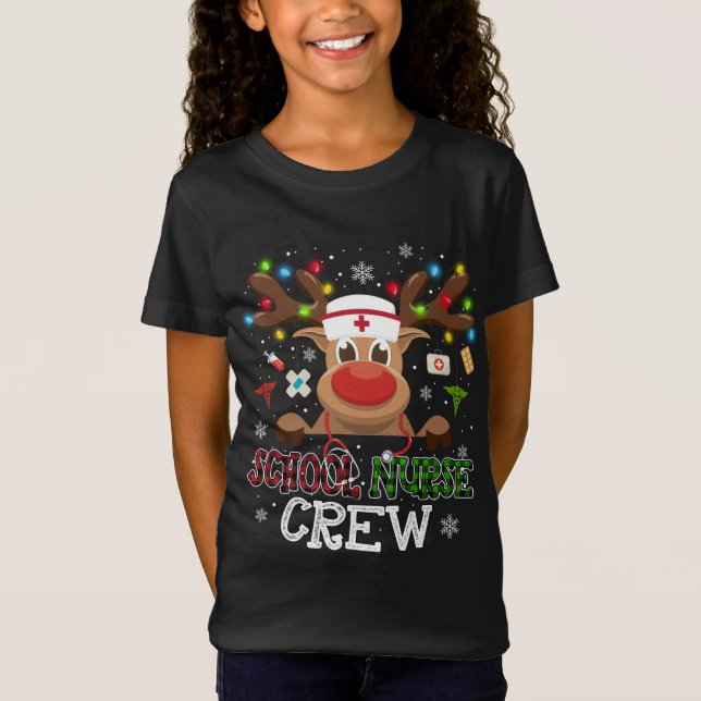 Camiseta Navidades Escuela de enfermería de reno enfermera  (Anverso)