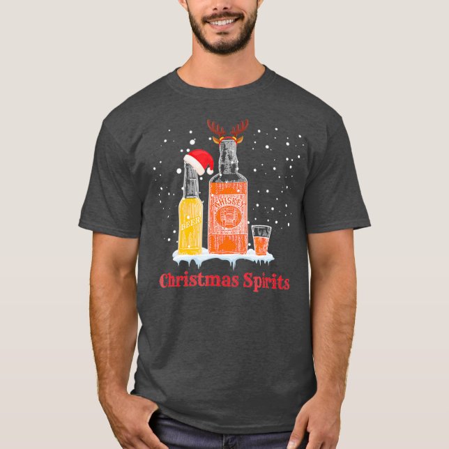 Camiseta Navidades espíritu bebida divertida (Anverso)