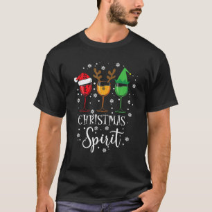 Camiseta Navidades Espíritu Gafas De Vino Divertido De Navi