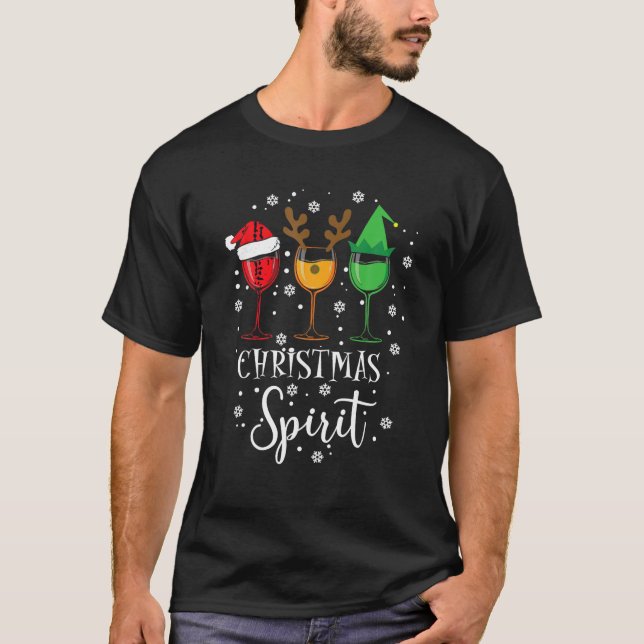 Camiseta Navidades Espíritu Gafas De Vino Divertido De Navi (Anverso)