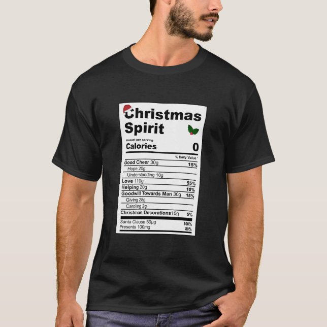 Camiseta Navidades Espíritu Hechos Nutricionales divertidos (Anverso)