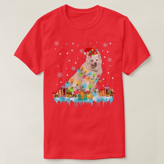Camiseta Navidades estadounidenses de árbol de perros esqui (Diseño del anverso)