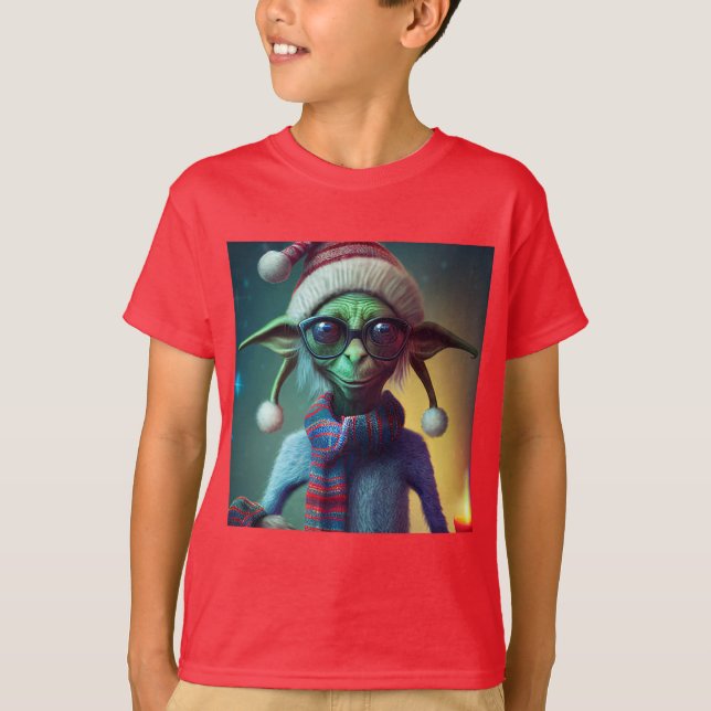 Camiseta Navidades extranjeros Hippie Elf Gift. (Anverso)