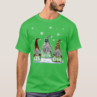 Camiseta Navidades Faith Love Hope Gnome Nieve Graciosa Noc
