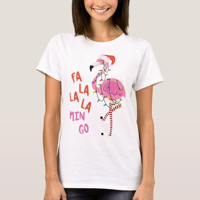 Camiseta Navidades Falalamingo animales navidad vino ligero (Anverso)
