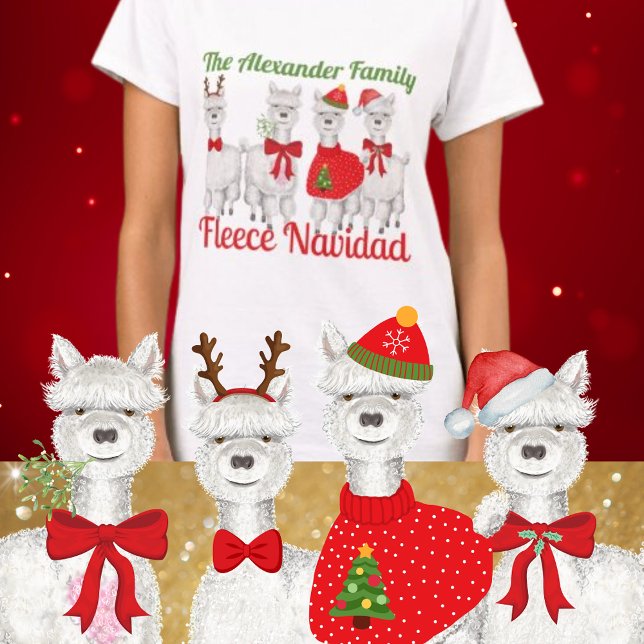 Camiseta Navidades Familia Alpaca Fleece Navidad (Celebrate this festive seaon with a personalised alpaca tee!)