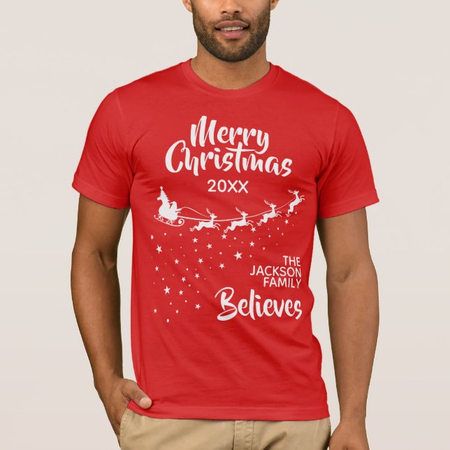 Camiseta Navidades Familia de vacaciones de renos de trineo (Anverso)