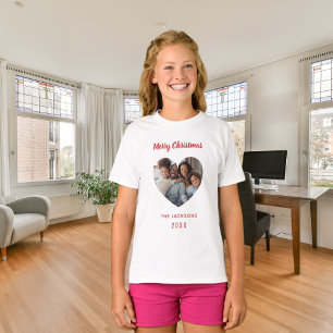 Camiseta Navidades familia foto chica de nombre de corazón