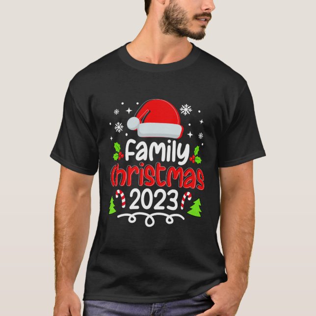 Camiseta Navidades familiares 2023 Santa Hat Light Pajamas  (Anverso)