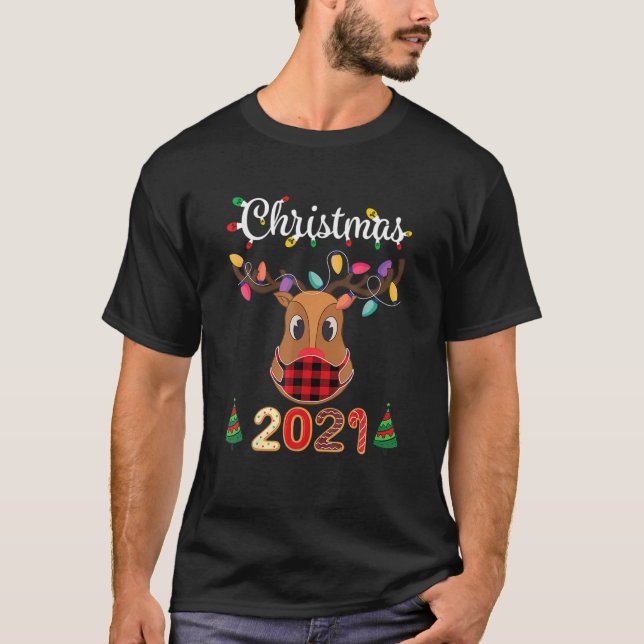 Camiseta Navidades familiares coincidentes 2021 Máscara cua (Anverso)