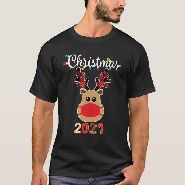 Camiseta Navidades familiares coincidentes 2021 Plaid Rudol (Anverso)