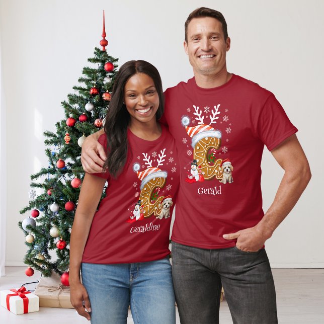 Camiseta Navidades familiares coincidentes Letra G Gingerbr (Subido por el creador)