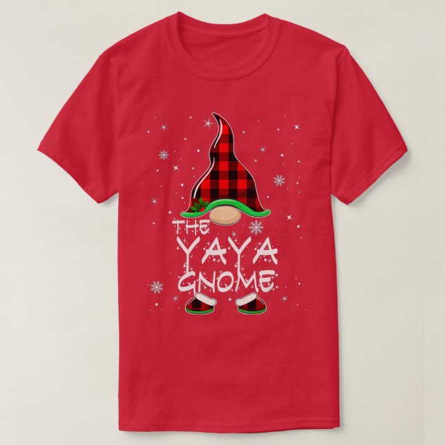 Camiseta Navidades familiares de yaya Gnome Buffalo Plaid (Diseño del anverso)