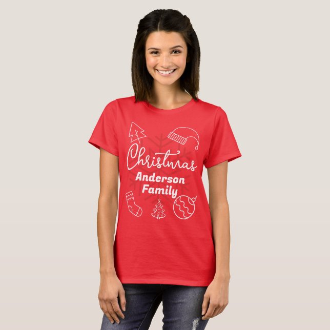 Camiseta Navidades familiares | Nombre de la familia Minima (Anverso completo)