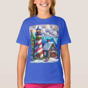 Camiseta Navidades faro montaña costera náutica