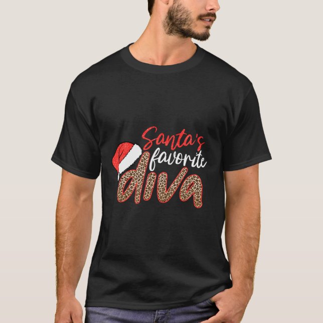 Camiseta Navidades Favoritas De Santa Diva Leopard Feliz Na (Anverso)